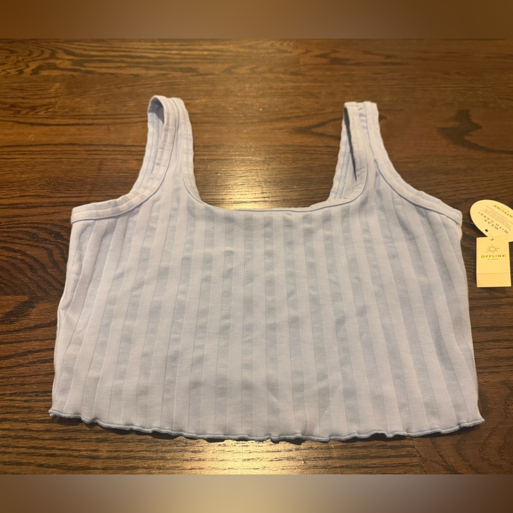 Aerie Soft Blue Ribbed Crop Top